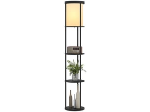 Lampadaire à 3 étagères, design rond, télécommande, interrupteur au pied, température de couleur réglable, pour salon, noir