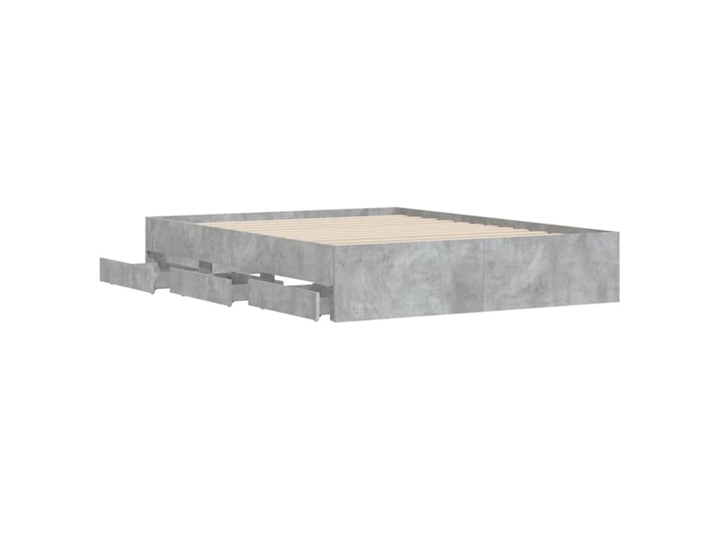 Lit double- lit adulte - cadre de lit avec tiroirs sans matelas gris béton 150x200 cm - Conforama D