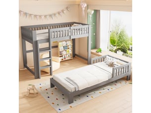 Lit superposé 90x200 cm <strong>DZMDIP</strong> <strong></strong> coloris gris