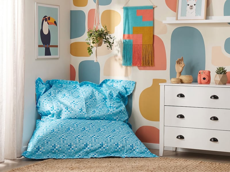 Housse de pouf fuzzy 140 cm 180 cm bleu - Conforama B