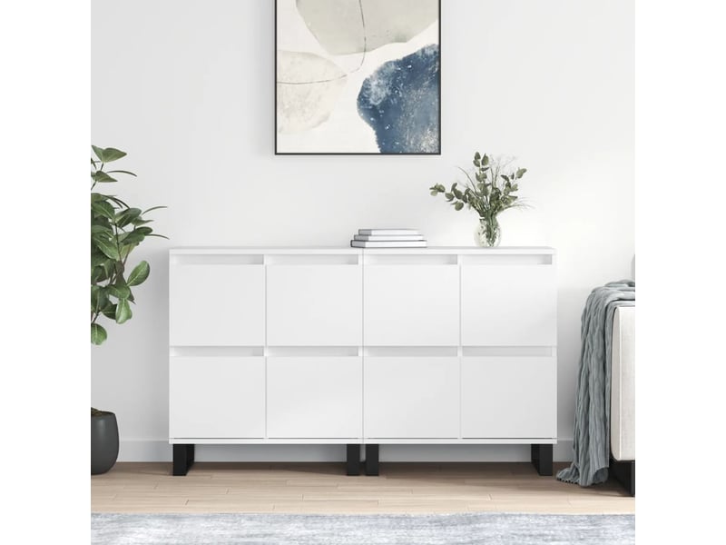  Buffets 2 pcs - bahut - meuble de rangement blanc bois d'ingénierie  - Conforama B