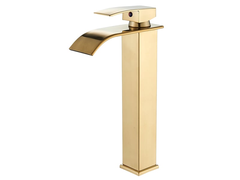  Robinet de salle de bain à cascade,robinet mitigeur de salle de bain à cascade à trous, cartouche céramique, finition dorée  - Conforama A