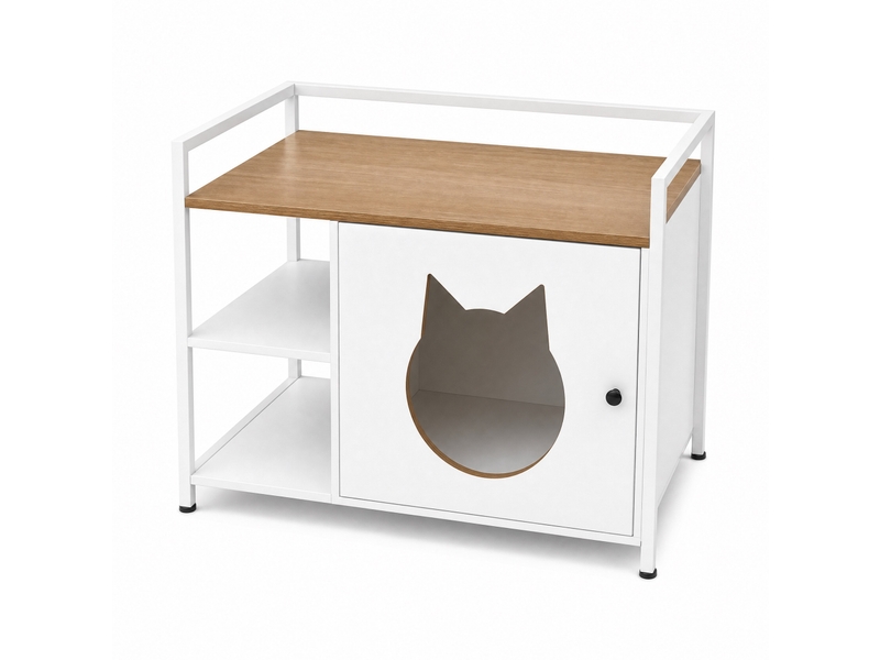  Table basse avec 2 étagères 76x54x59 cm blanc et chêne clair  - Conforama A
