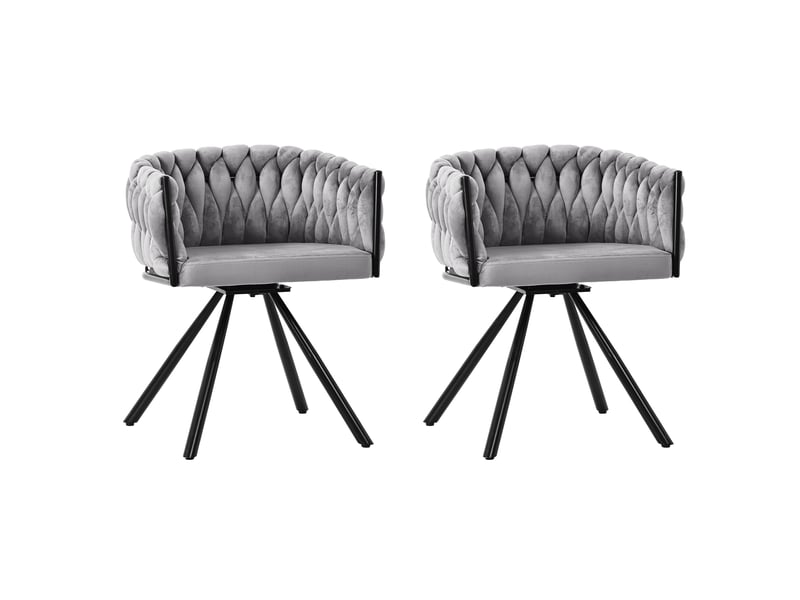  Lot de 2 chaises de salle à manger,59x54x72 cm,pivotantes 360°,velours,gris  - Conforama A