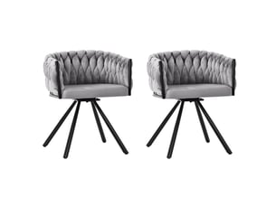 Lot de 2 chaises de salle à manger,59x54x72 cm,pivotantes 360°,velours,gris
