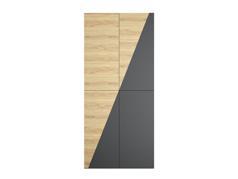  Armoire avec penderie, porte-pantalon, caisson de rangement, 2 tiroirs – moderne, 90x50x200cm, gris carbone/bois  - Conforama A