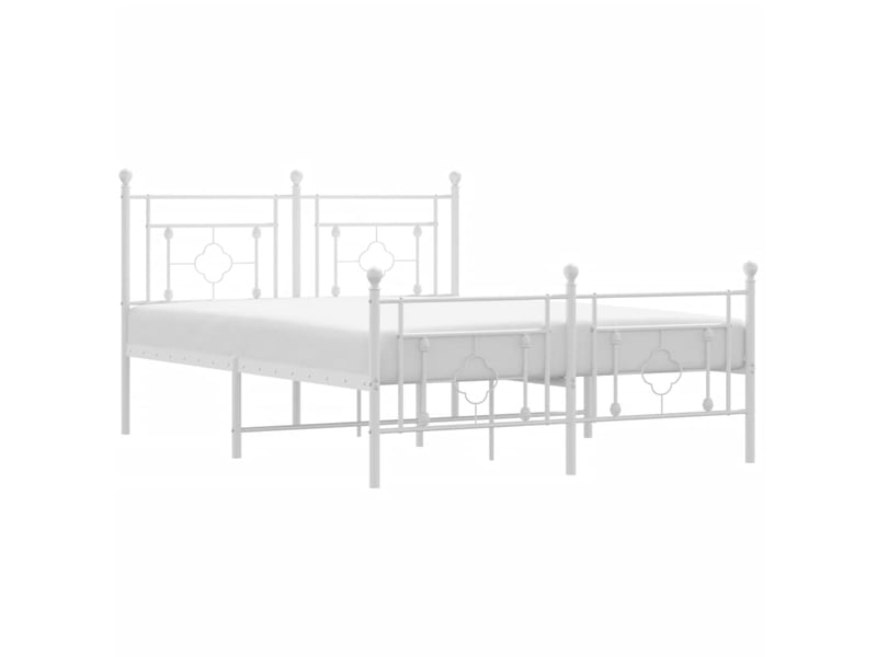  Lit double- lit adulte -  cadre de lit métal sans matelas et pied de lit blanc 135x190 cm  - Conforama A
