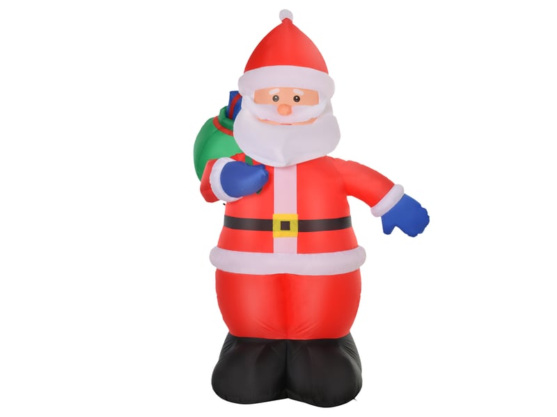 Père noël gonflable led 2,4h m avec hotte polyester imperméable rouge  - Conforama B