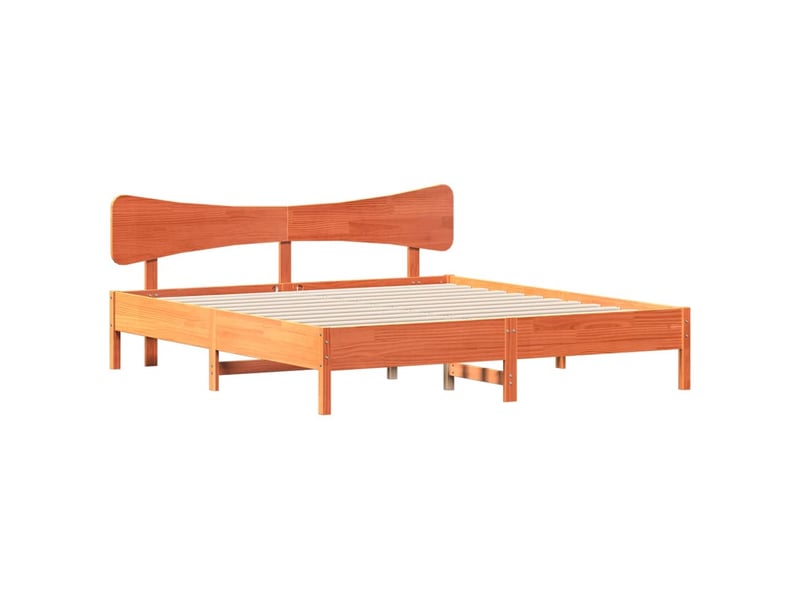 Lit double- lit adulte - cadre de lit sans matelas marron 200x200cm bois pin massif - Conforama B