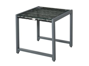 Table d'appoint de jardin 50 x 49,5 x 50 cm grise en résine tressée, verre résistant pour balcon
