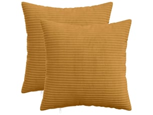 Lot de 2 housses de coussin heerlen jaune 50 x 50 cm velours côtelé cf49450