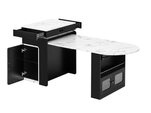 Îlot central cuisine extensible avec table, station de charge & led - meuble de cuisine multifonctionnel en mdf et pb avec rangements
