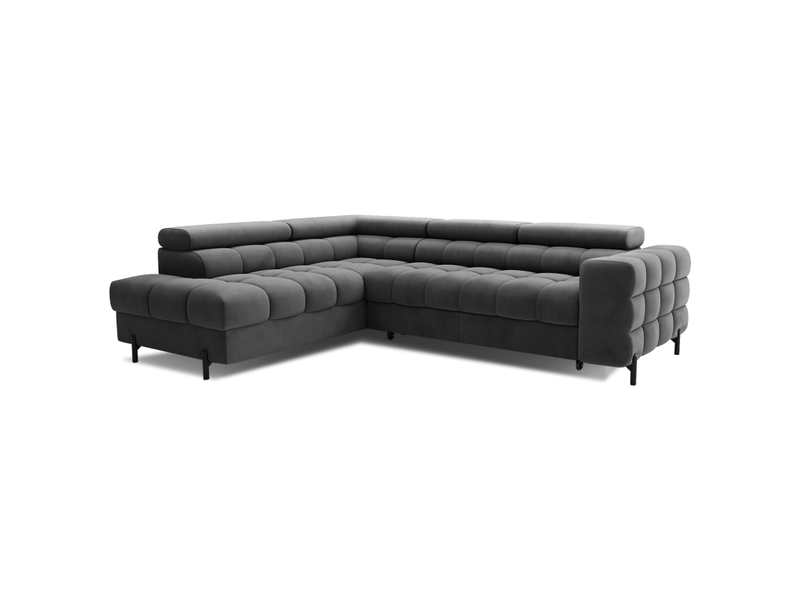  Canapé ferrum gris foncé convertible 5 places angle gauche assise confort 276x93x200cm  - Conforama D