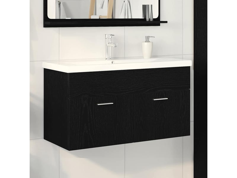 Armoire de salle de bain, cabinet de salle de bain chêne noir 90 x 38,5 x 46 cm cf65073 - Conforama B