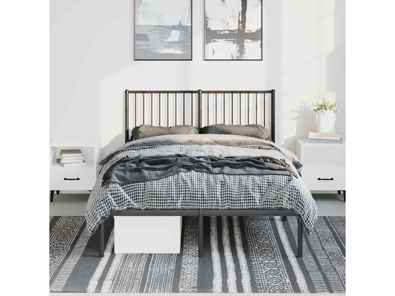  Lit double- lit adulte -  cadre de lit métal sans matelas avec tête de lit noir 135x190cm  - Conforama C