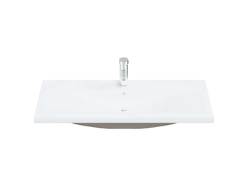  Lavabo encastré, vasque à poser avec robinet 101x39x18 cm céramique blanc cf65668  - Conforama C