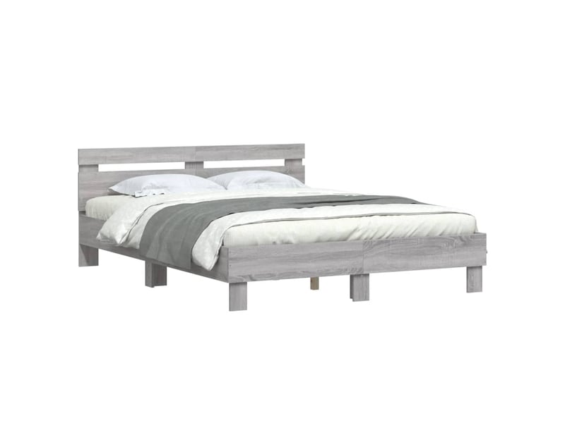 Lit double- lit adulte -  cadre de lit sans matelas sonoma gris 150x200 cm  - Conforama C