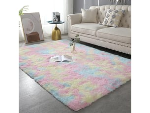 Tapis shaggy arc-en-ciel 120x180cm – poil long doux, antidérapant, idéal chambre, salon, déco colorée
