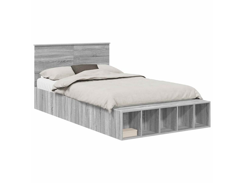 Lit double- lit adulte - cadre de lit gris sonoma 135 x 190 cm bois d'ingénierie - Conforama A