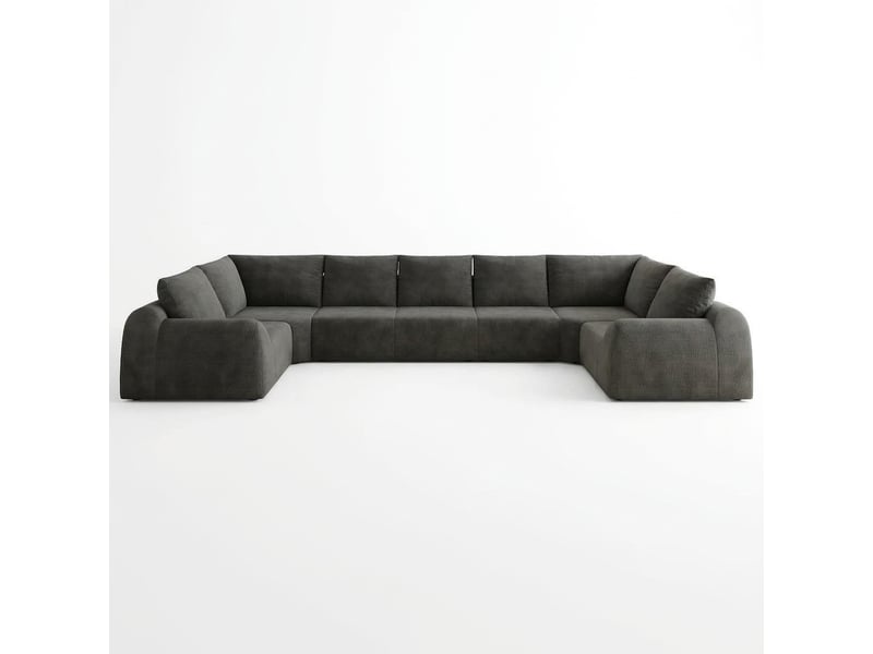 Canapé en u 7 places gris foncé en chenille 411 cm sans montage - Conforama A