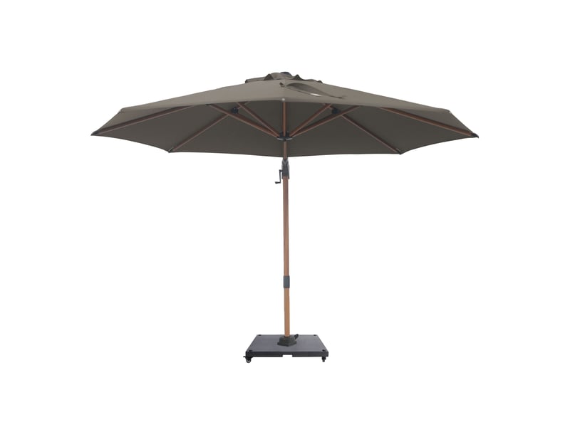  Axi solis parasol déporté rond avec pied de parasol, ø 300 cm, aspect boistaupe | pour le jardin terrasse avec armature thermolaquée | housse de protection inclus  - Conforama D