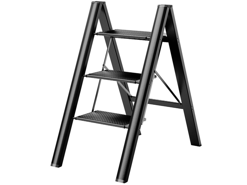  Escabeau 3 marches pliant 65x45x82cm aluminium noir  - Conforama A