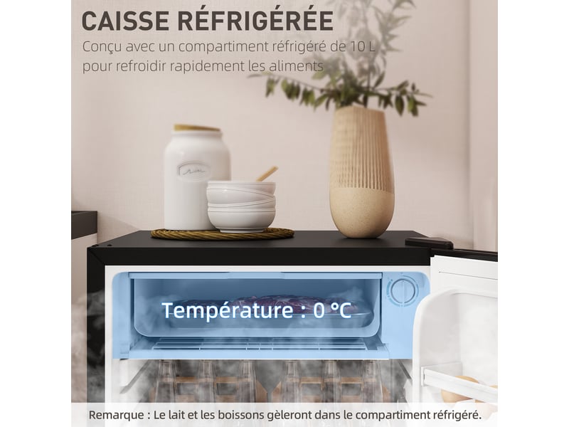 Réfrigérateur congélateur petit réfrigérateur 91 l étagères modulables design sous-comptoir noir 47,5 x 44,2 x 84 cm - Conforama E
