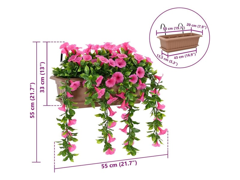  Fleurs artificielles rouge violet 55 x 20 x 55 cm pe et acier vidaxl  - Conforama C
