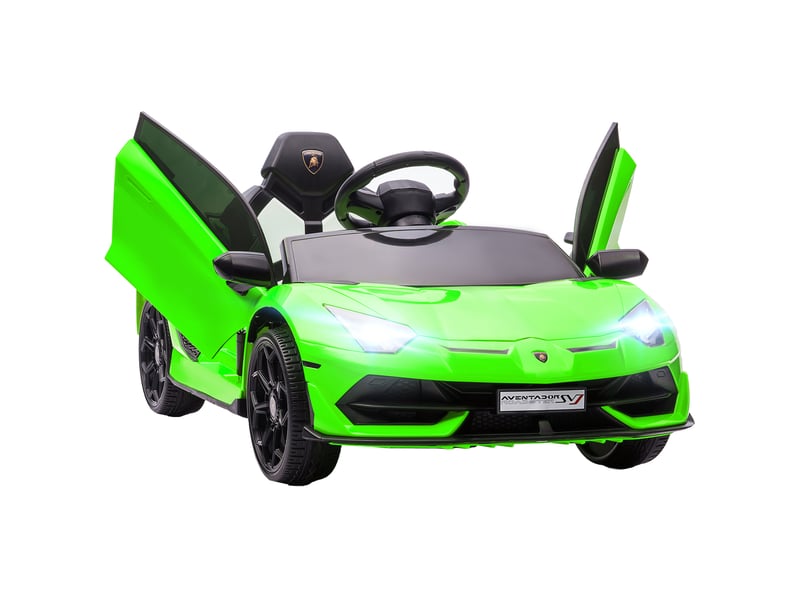  Voiture électrique lamborghini sous licence, 12 v, pour enfants, avec klaxon et télécommande, 107,5 x 64,5 x 47 cm, verte  - Conforama A