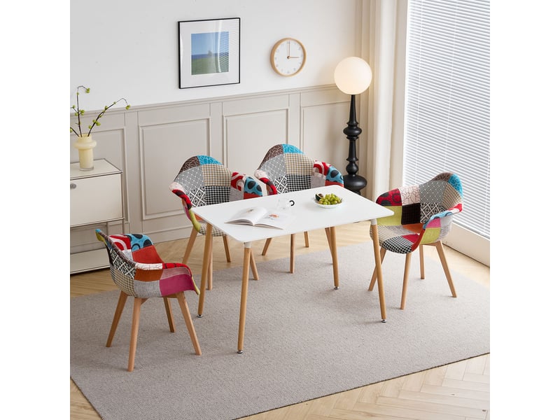  Chaises patchwork vintage (lot de 2) - pieds en bois massif - chaises de salle à manger et de salon (rouge)  - Conforama D