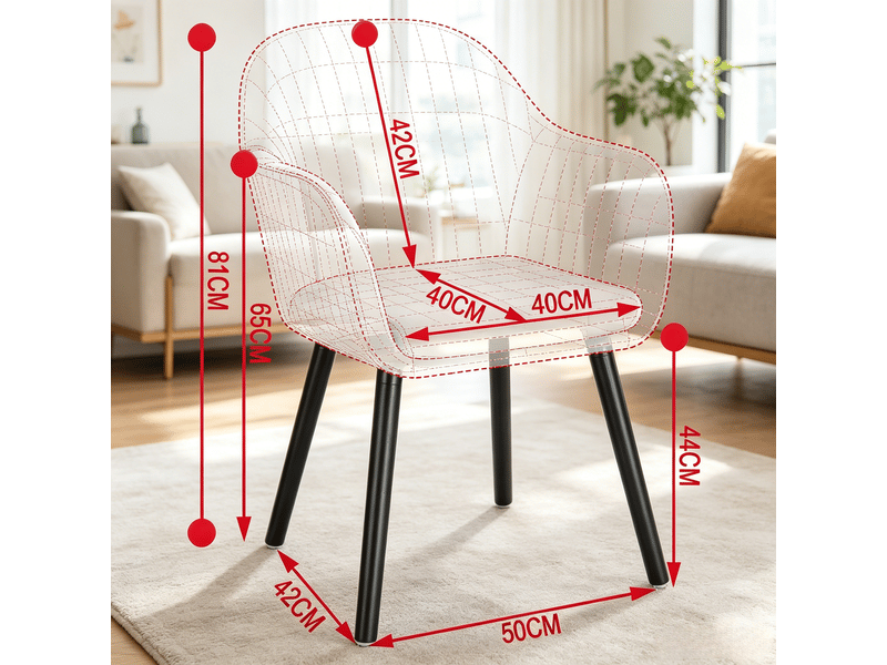  Lot de 2 chaises de salle à manger,42x50x81 cm,avec accoudoirs,velours,bleu  - Conforama C