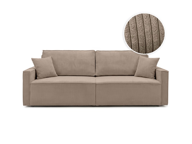  Farah - canapé droit 3 places convertible accoudoirs slim en velours cotelé  - Conforama A