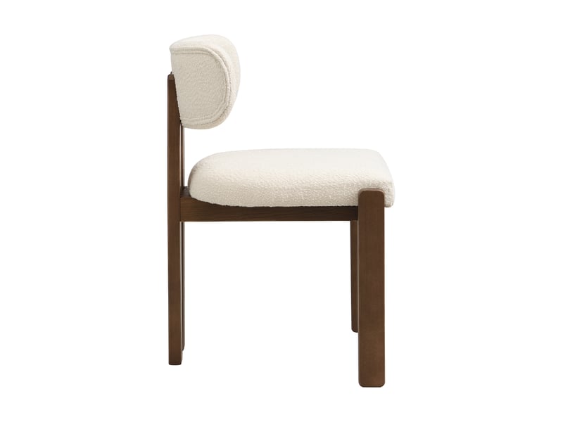  Lot de 6 chaises de salle à manger en bois massif noyer, tissu bouclette, modernes  - Conforama D
