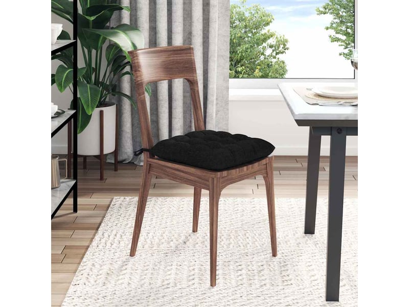  Lot de 4 coussins de siège, coussins décoratifs tissu noir 40 x 40 x 6 cm cf60022  - Conforama D
