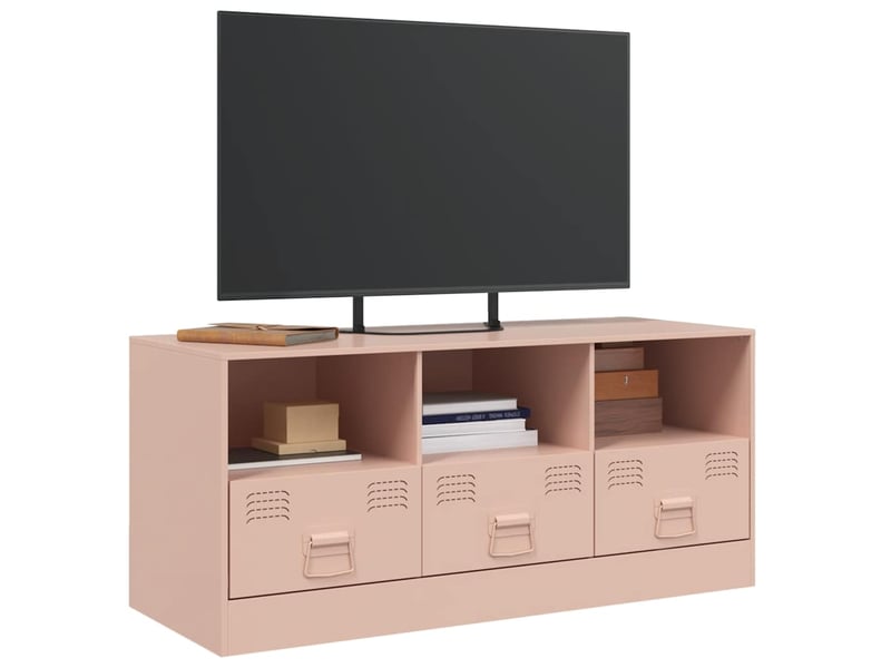  Meuble tv - banc tv - meuble de rangement rose 99x39x44 cm acier  - Conforama D