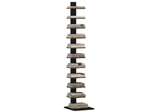 Bibliothèque moderne gain de place à 11 niveaux, 34,5 x 41,5 x 163,5 cm, marron rustique