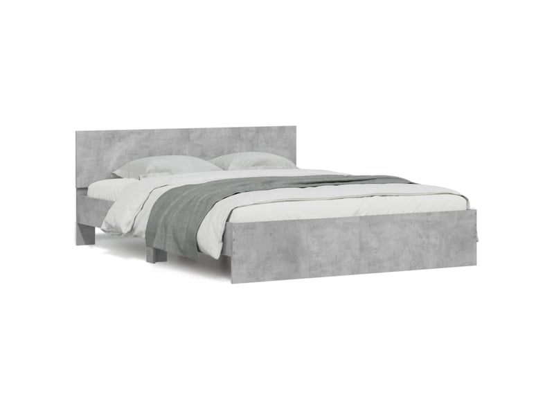  Lit double- lit adulte -  cadre de lit sans matelas gris béton 150x200 cm  - Conforama A