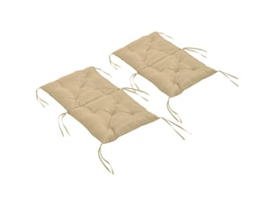 Lot de 2 coussins d'assise, 98 x 50 cm, avec attaches, revêtement en tissu kaki, épaisseur 8 cm.