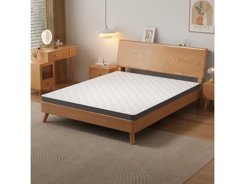  Matelas en mousse 140 × 200 cm h3 avec 7 zones de soutien, livré compressé, blanc et gris  - Conforama C