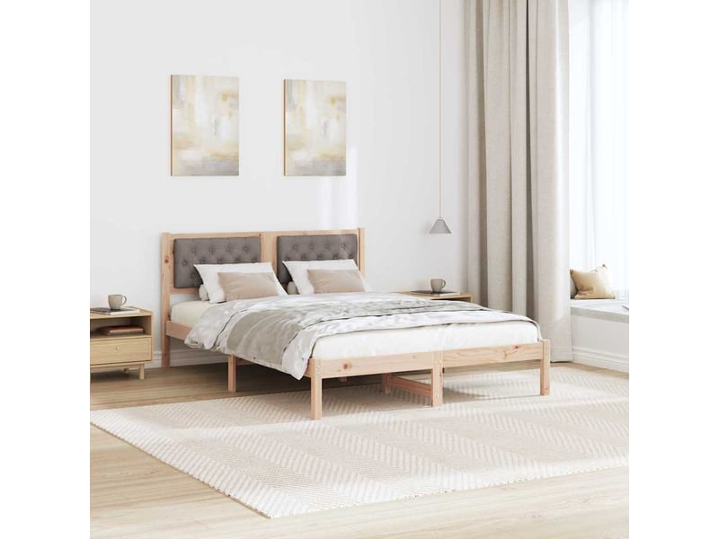  Lit double- lit adulte -  cadre de lit avec tête de lit taupe 150 x 200 cm pin massif  - Conforama C
