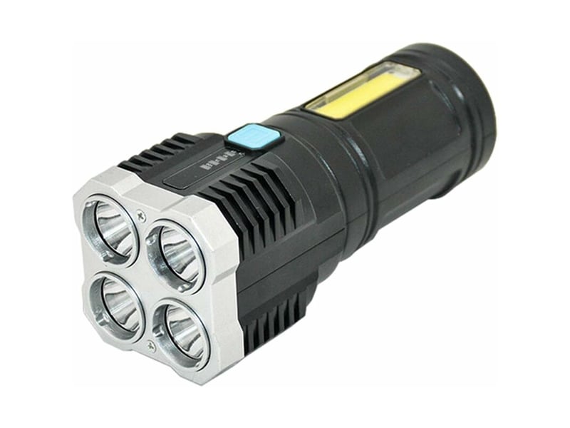 Lampe de poche led super lumineuse avec éclairage latéral cob, torche rechargeable usb 4 modes d'éclairage, avec fonction d'affichage de l'alimentatio - Conforama A