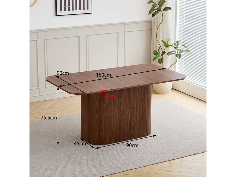 Table à manger ovale 160 cm pour 6-8 personnes – mdf couleur noyer – style scandinave - Conforama E