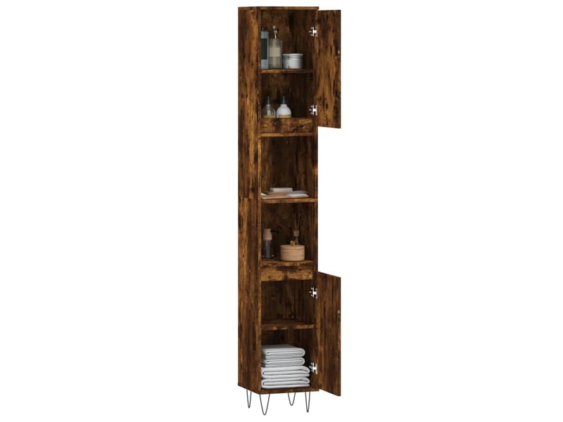  Amoire de salle de bain chêne fumé 30x30x190cm bois d'ingénierie shl3742  - Conforama D
