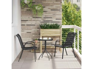 Lot de 2 chaises empilables de jardin noir tissu textilène