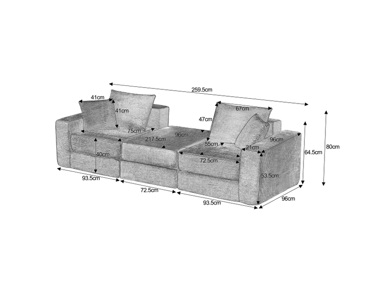 Canapé d'angle modulaire sans cadre, convertible en 3 configurations, velours côtelé, antidérapant, pour salon, vert - Conforama D
