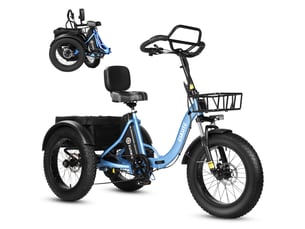Tricycle électrique 20 eskute t302pro, 48v 250w 20.8ah, bleu