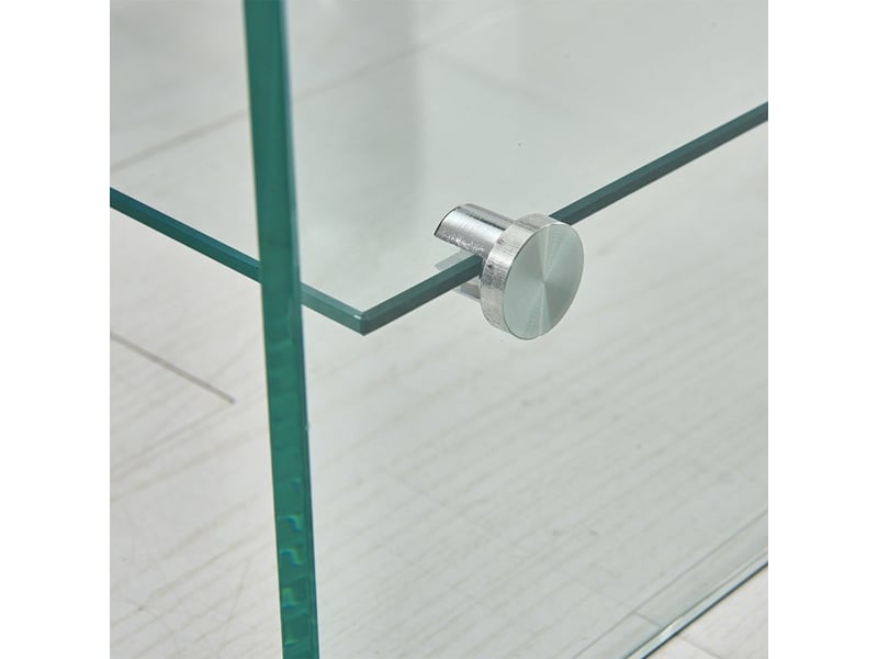 Console rectangulaire l. 125 cm verre trempé et étagère vitrée - ice 65287022 - Conforama C