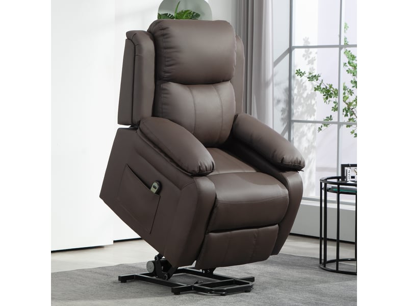  Fauteuil de relaxation, fauteuil releveur électrique, pu, 90x76x105cm, marron  - Conforama C