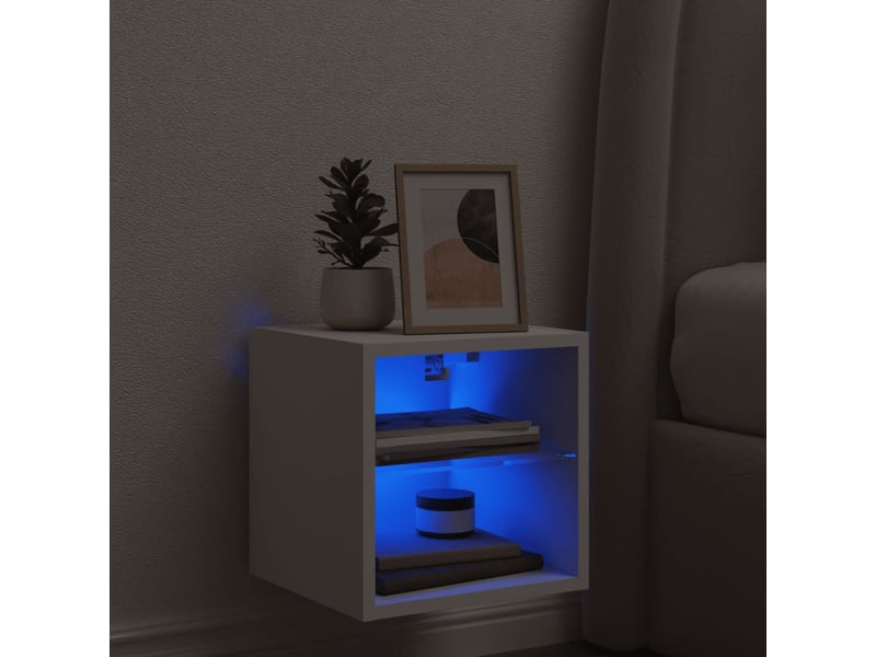  Meuble tv - banc tv - meuble de rangement mural avec lumières led blanc 30x28,5x30 cm  - Conforama C