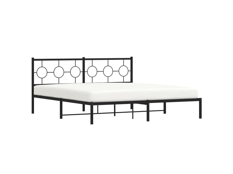 Lit double- lit adulte - cadre de lit métal sans matelas et tête de lit noir 180x200 cm - Conforama C